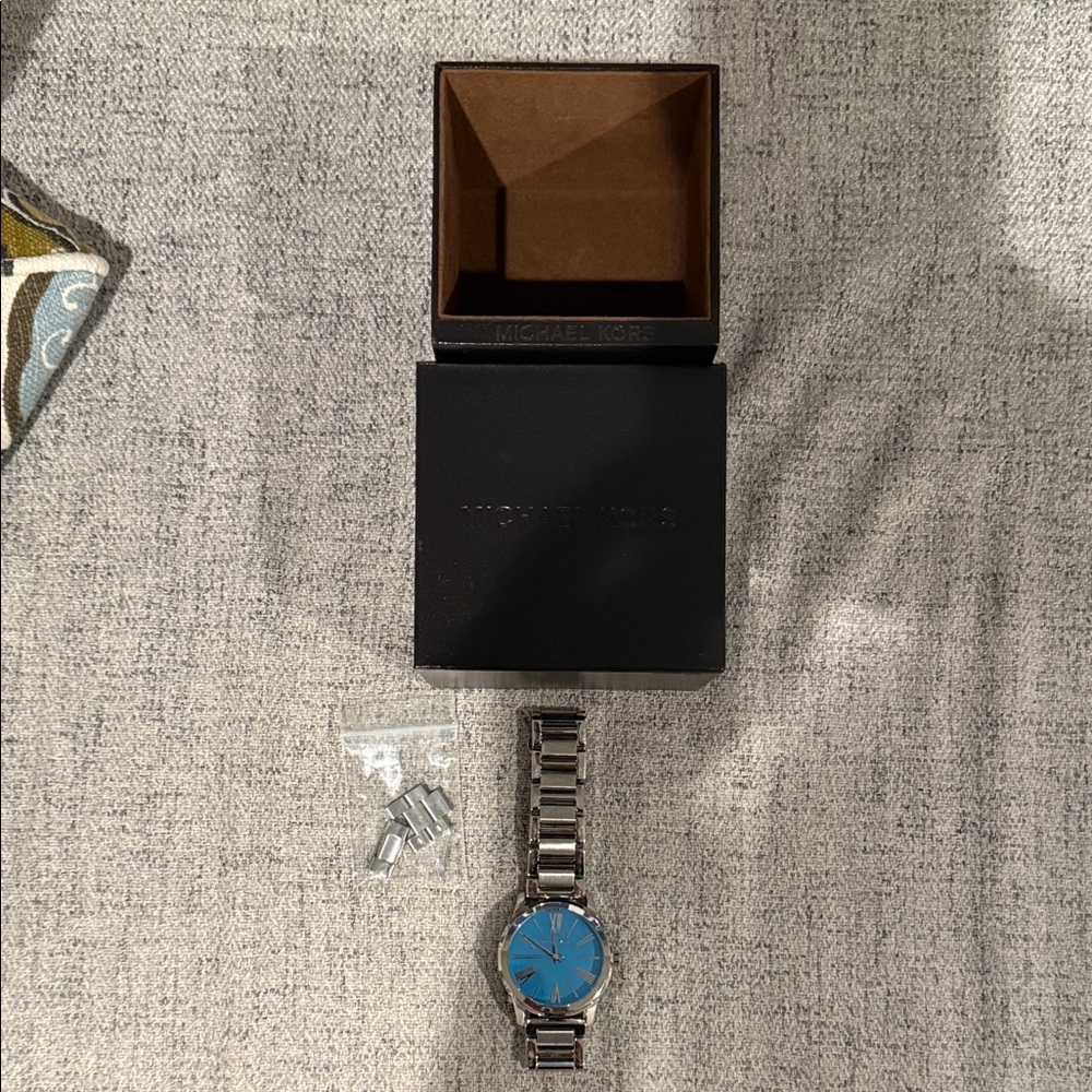 Michael Kors Silver Watch with Blue Dial